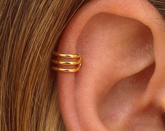 Minimalist Triple Band Ear Cuff Earrings