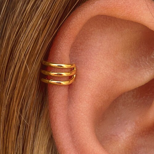 Dainty Pave CZ Hinged Triple Conch Ear Cuff Earrings Etsy