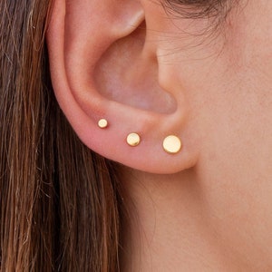 Dainty Tiny & Minimalist Circle Dot Stud Earrings Three different diameters available image 1