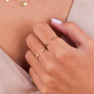 Dainty & Tiny CZ Open Ring - Available in White and Black