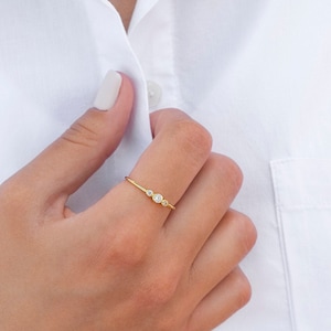 Dainty & Minimalist 3 Bezel CZ Stacking Rings