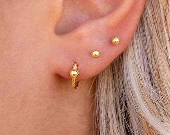 Tiny Ball Huggie Hoop Earrings