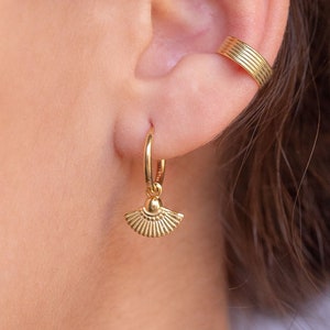 Hoop earrings with fan-shaped charm image 7
