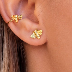 Pendientes stud grande en forma de abeja imagen 1