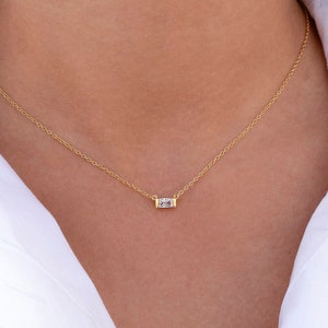 Dainty & Minimalist Baguette CZ Pendant Necklace