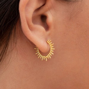 Dainty Irregular Beaded Spikes Hoop Earrings