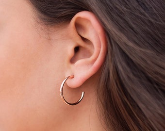 Open hoop earrings, Silver hoop earrings, Smooth silver hoop earrings, Plain hoop earrings, Hoop earrings for women, Sterling silver jewelry