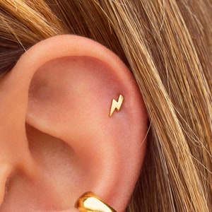 Dainty & Tiny Lightning Bolt Shaped Stud Earrings image 1