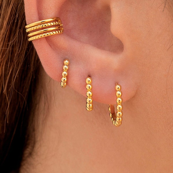 Boucles d’oreilles Small Ball Huggie Hoop - 4 tailles disponibles