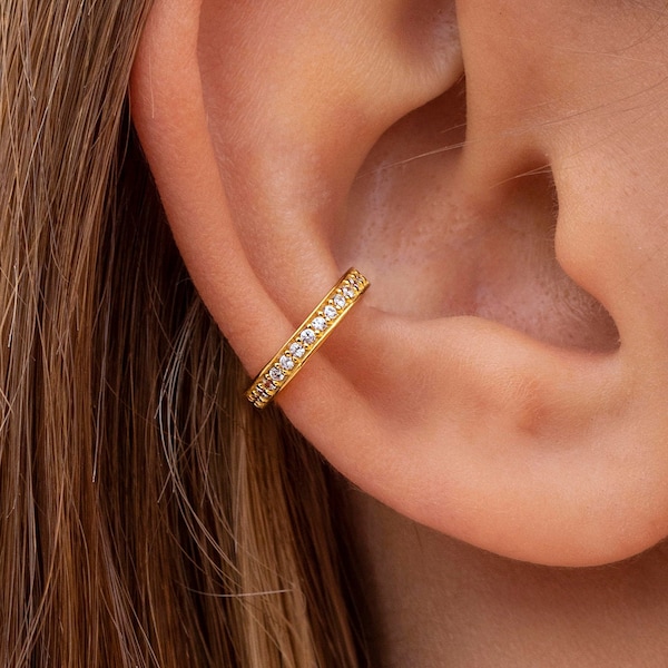 Dainty & Minimalist CZ Conch Ear Cuff Earrings