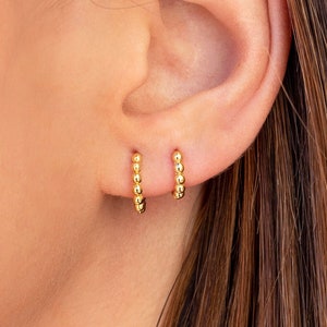 Tiny Beaded Huggie Hoop Earrings Available In Four Sizes image 9