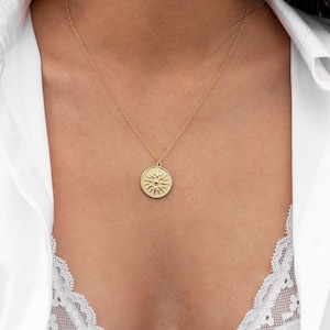 Sun-embossed medallion pendant necklace