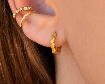 Dainty Geometric Hexagon Shaped Huggie Hoop Earrings