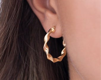 Dainty Large Twisted Hoop Earrings - Available in different sizes