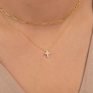 Dainty & Tiny CZ Cross Pendant Chain Necklace