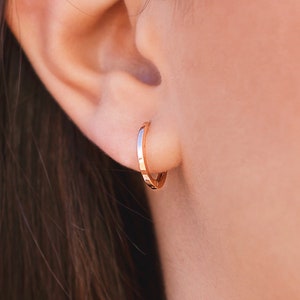 9K Solid Gold Oval Huggie Hoops - Gold, Rose Gold or White Gold