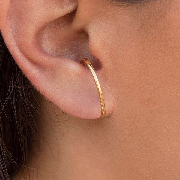 Minimalist Ear Lobe Cuff Huggie Hoop Earrings