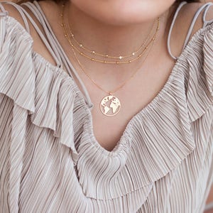 Globe Necklace, Earth Necklace, Boho Jewelry, Silver Necklace, Gold Plated Necklace, Globe Pendant, Globe Choker, World Map Necklace