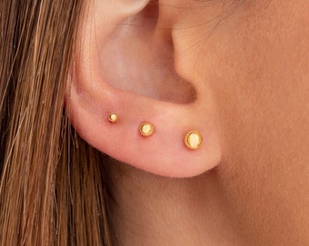Ball earrings, Ball stud earrings, Silver stud earrings, Sphere earrings, Second hole ball earrings, Dot stud earrings, Tiny ball earrings