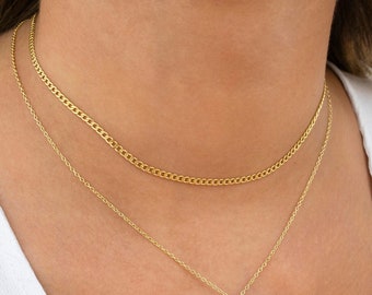 Minimalist Thin Curb Chain Choker Necklace