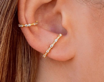 Boucles d'oreilles manchette lobe d'oreille avec zircons de différentes tailles