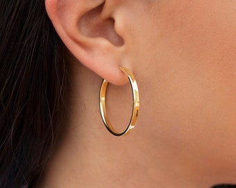 Square Edge Hoop Earrings - Various Sizes