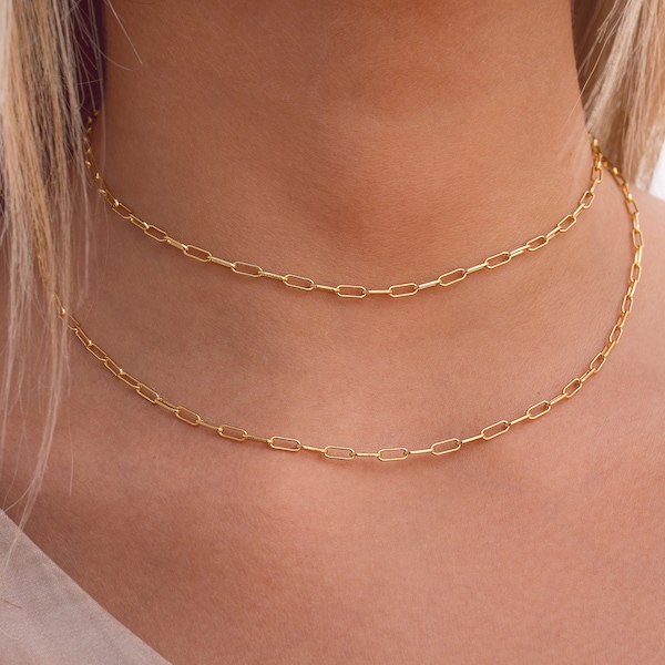 Dainty & Minimalist Paperclip Chain Choker Necklace - 2 sizes available