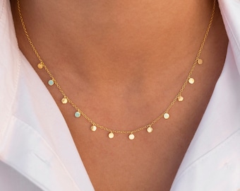 Dainty & Minimalist Dangling Small Coins Choker Necklace