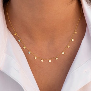 Dainty & Minimalist Dangling Small Coins Choker Necklace image 1