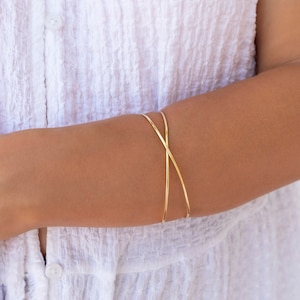 Minimalist Criss Cross X Shaped Bangle Bracelet