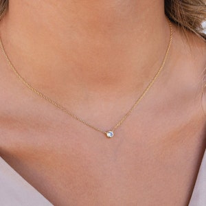 Dainty Bezel CZ Pendant Necklace image 5