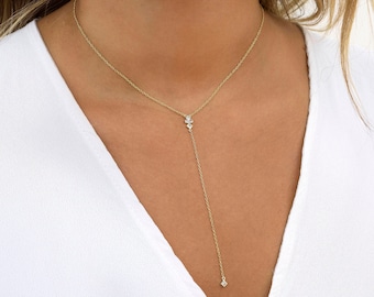 Long necklace, Y necklace, Zircon pendant, Silver necklaces, Dainty necklace, Minimalist necklace, Layering Necklace, Trendy Necklaces 2018