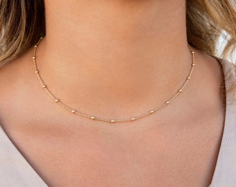 Dainty Ball Charms Chain Choker Necklace