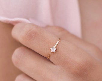 Dainty CZ Shooting Star Open Ring