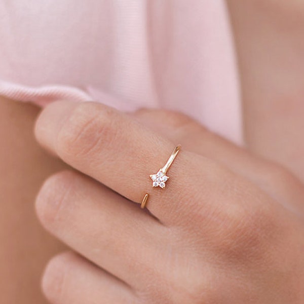 Dainty CZ Shooting Star Open Ring