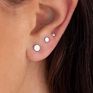 Dainty Tiny & Minimalist Circle Dot Stud Earrings Three different diameters available image 3