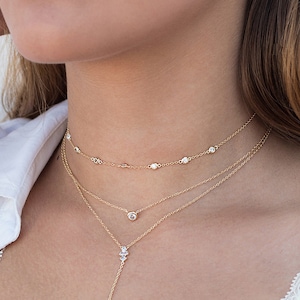 Zircon choker, Silver choker, Zircon necklaces, Silver necklaces, Chokers, Trendy chokers, Dainty chokers, Boho chokers, Minimalist choker