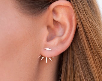 Ear Jacket spikes, Pendientes de pinchos, Pendientes ear jacket, Ear jacket minimalista, Ear jacket de plata, Pendientes modernos