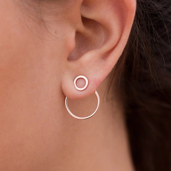 Double Circle Ear Jacket Earrings