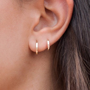 Dainty Square Edges Huggie Hoop Earrings Three sizes, 8, 10 and 12 mm image 3