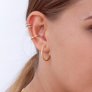 Minimalist Pave CZ Large Hoop Earrings - Two sizes available: 25 and 35 mm