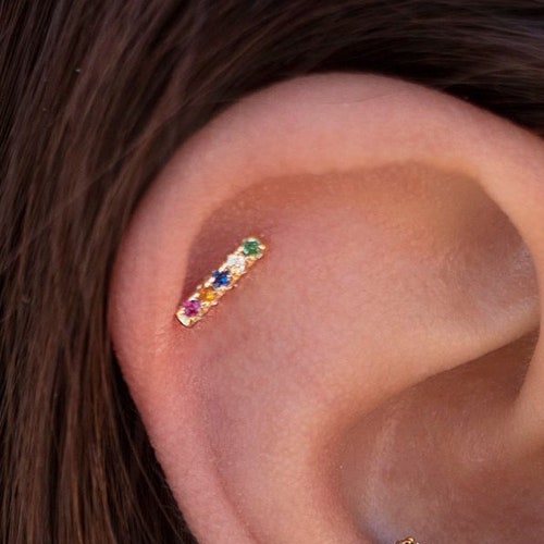 Minimalist Black Cz Ear Lobe Cuff Stud Earrings Etsy