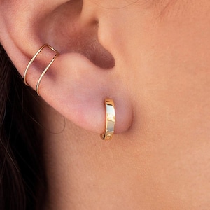 Square Edges Chunky Huggie Hoop Earrings