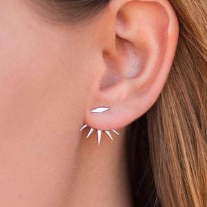 Spike ear jacket, Ear jacket with spikes, Ear jacket earrings, Minimalist ear jackets, Modern ear jackets, Geometric earrings, Dainty jewels image 5