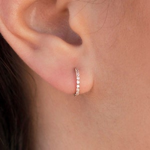 9K Solid Gold Cz Huggie Hoops - Gold, Rose Gold or White Gold