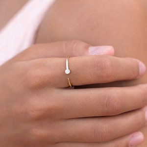 Fine ring with chaton zirconia, Minimalist silver rings, Modern rings, Open rings, Silver rings, Minimalist jewelry