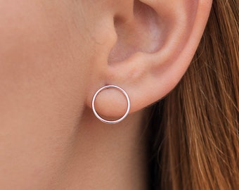 Tiny Front Circle Hoop Earrings - Three different sizes available: 9, 11 & 13 mm
