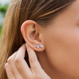 Climber earrings, Mineral earrings, Stone earrings, Zircon earrings, Dainty jewelry, Minimalist jewelry, Silver jewelry, Zc earrings
