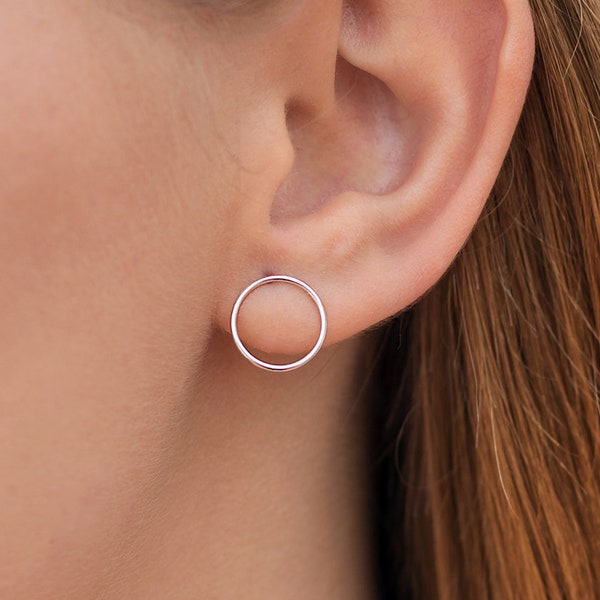 Tiny Front Circle Hoop Earrings - Three different sizes available: 9, 11 & 13 mm