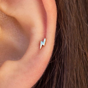 Dainty & Tiny Lightning Bolt Shaped Stud Earrings image 9
